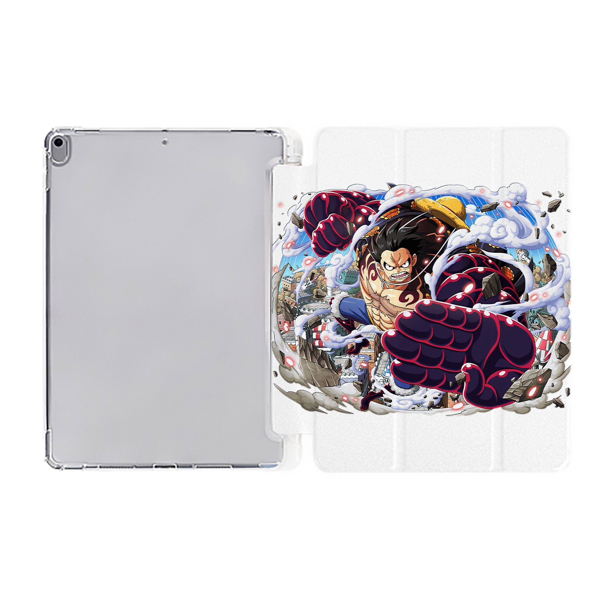 （画像用） ワンピース モンキー・D・ルフィ ONE PIECE Monkey D. Luffy IPad ケース ペン収納付き 三つ折りスタンド PUレザー×シリコン 対応機種9.5/10.5/10.9インチ